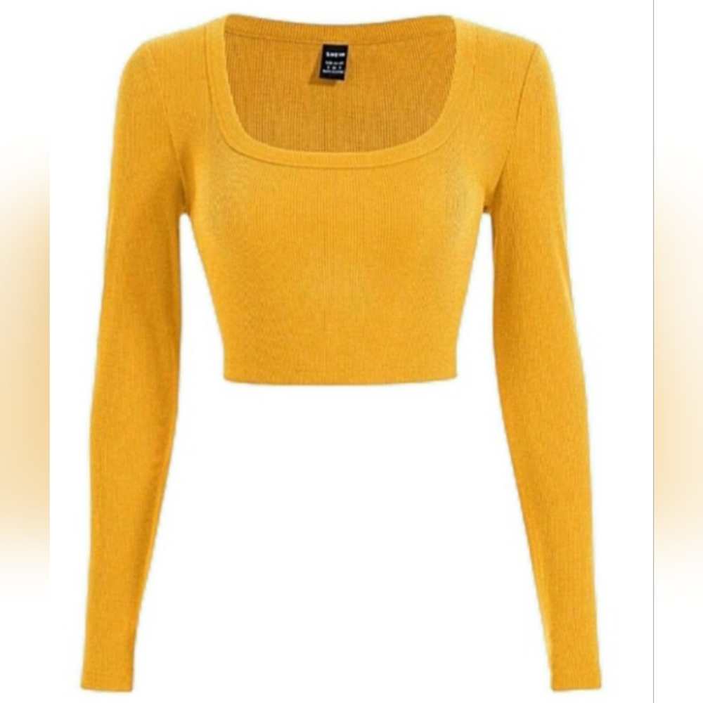 Women's Shein Cropped Long Sleeve Top Size S